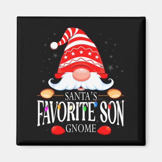 Santas Favorite Son Gnome Matching Christmas Paja Magneet (Voorkant)