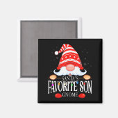Santa's Favorite Son Gnome Matching Christmas Paja Magneet (Voorkant / Achterkant)