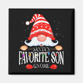 Santa's Favorite Son Gnome Matching Christmas Paja Magneet (Voorkant)
