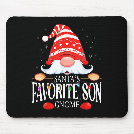 Santa's Favorite Son Gnome Matching Christmas Paja Muismat (Voorkant)