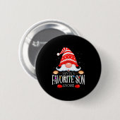 Santa's Favorite Son Gnome Matching Christmas Paja Ronde Button 5,7 Cm (Voorkant /achterkant)