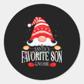 Santas Favorite Son Gnome Matching Christmas Paja Ronde Sticker (Voorkant)
