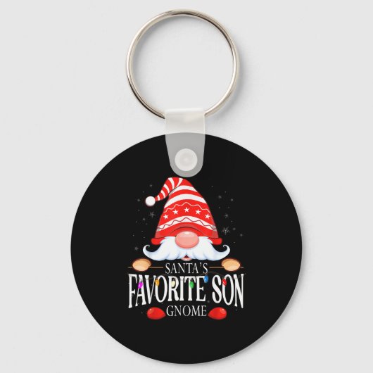 Santa's Favorite Son Gnome Matching Christmas Paja Sleutelhanger (Voorkant)
