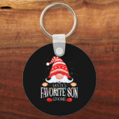 Santa's Favorite Son Gnome Matching Christmas Paja Sleutelhanger (Voorkant)