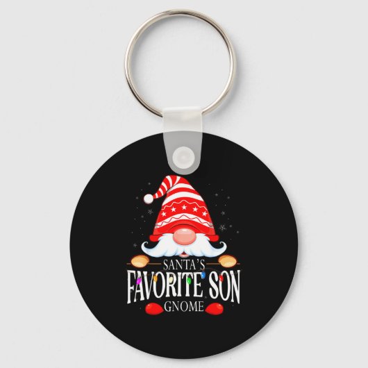 Santas Favorite Son Gnome Matching Christmas Paja Sleutelhanger (Voorkant)