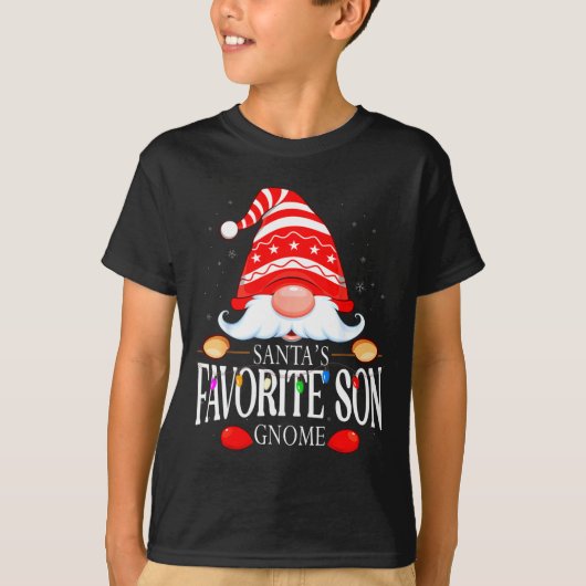 Santas Favorite Son Gnome Matching Christmas Paja  T-shirt (Voorkant)