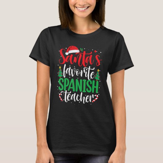 Santa's Favorite Spanish Teacher Christmas Santa H T-shirt (Voorkant)