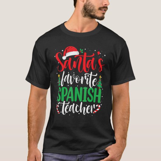 Santa's Favorite Spanish Teacher Christmas Santa H T-shirt (Voorkant)
