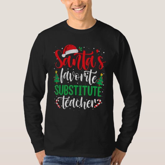 Santa's Favorite Substitute Teacher Christmas Sant T-shirt (Voorkant)