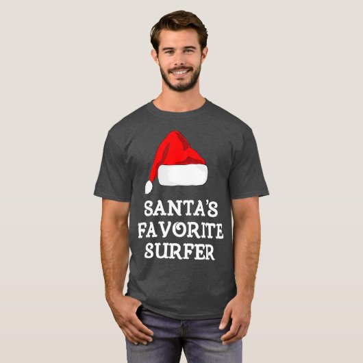 Santas Favorite Surfer Funny kerstcadeSurf T-shirt (Voorkant volledig)