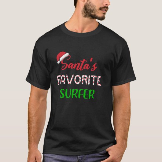 Santas Favorite Surfer Funny Surfing Kerstmis T-shirt (Voorkant)