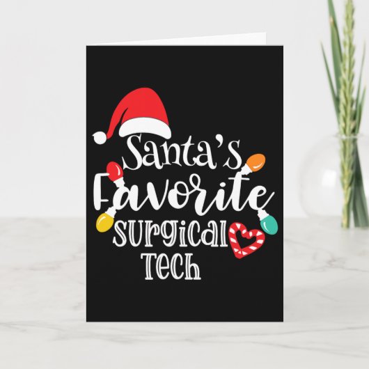 Santa's Favorite Surgical Tech Christmas Lights Sa Kaart (Voorkant)