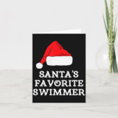 Santa's Favorite Swimmer Christmas Funny Xmas Swim Kaart (Voorkant)