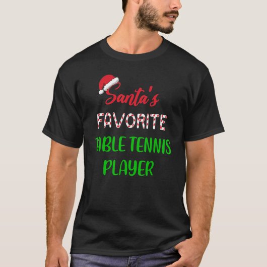Santas Favorite Table Tennis Player Funny Christ T-shirt (Voorkant)