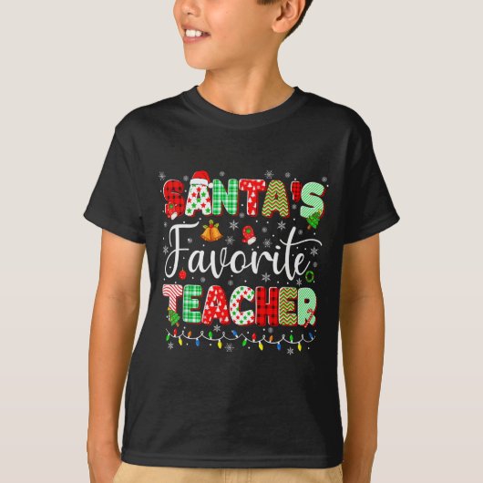 Santas Favorite Teacher Christmas Matching Xmas Me T-shirt (Voorkant)