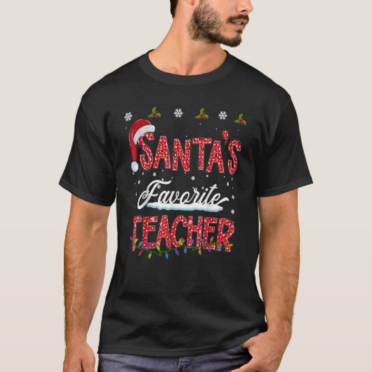 Santa's Favorite Teacher Family Matching Group Chr T-shirt (Voorkant)