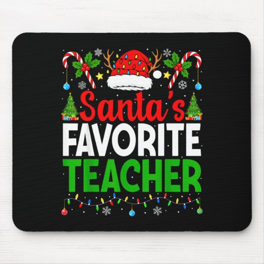 Santa's Favorite Teachers Christmas Funny Christma Muismat (Voorkant)