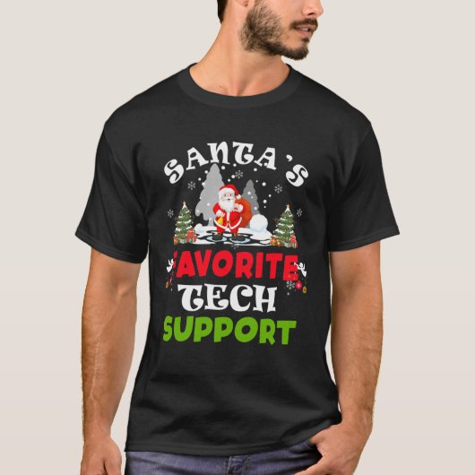 Santa's Favorite Tech Support Funny Christmas Vaca T-shirt (Voorkant)