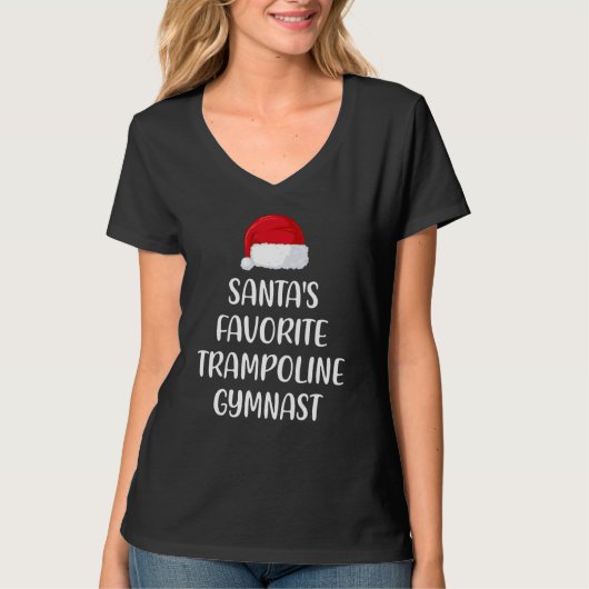 Santas Favorite Trampoline Gymnast Christmas Tramp T-shirt (Voorkant)
