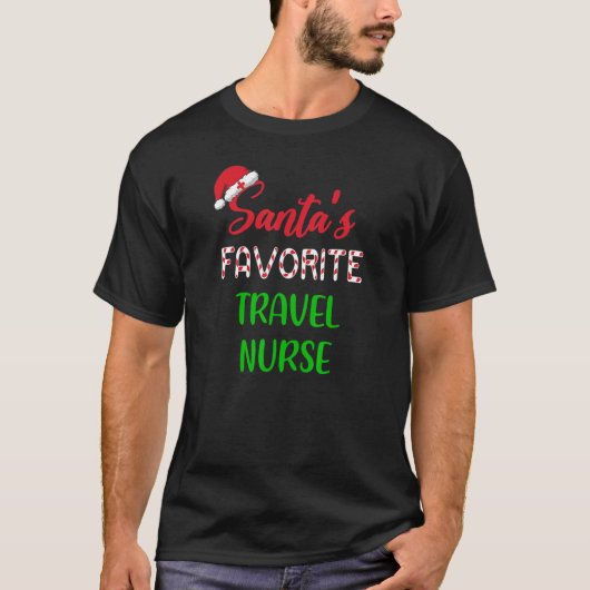 Santas Favorite Travel Nurse Chritsmas T-shirt (Voorkant)