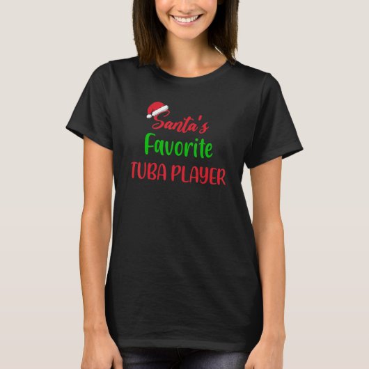 Santas Favorite Tuba Player     tuba Christmas Paj T-shirt (Voorkant)