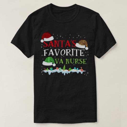 Santa's Favorite VA Nurse Funny Christmas Gift  T-shirt (Design voorkant)
