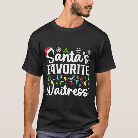 Santa's Favorite Waitress Funny Christmas Family M T-shirt (Voorkant)