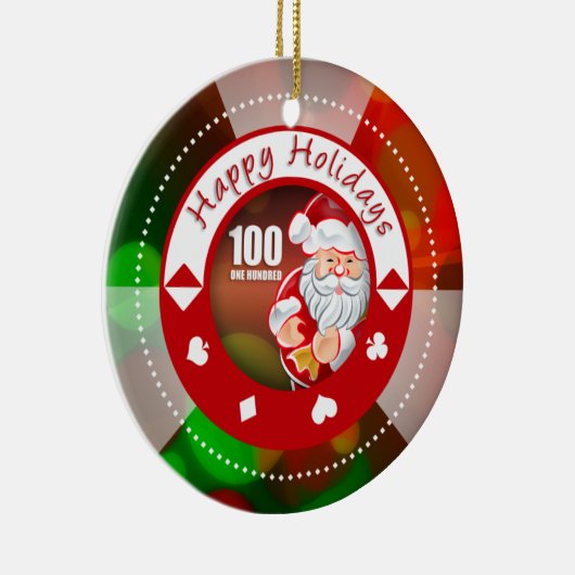 Santa's Feestdagen $100 poker Chip Ornament (Rechts)