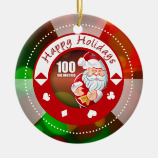 Santa's Feestdagen $100 poker Chip Ornament