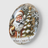 Santa's Feestelijke Cheer" - Klassieke Kerstmuur Grote Klok (Hoek)