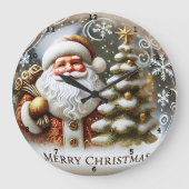 Santa's Feestelijke Cheer" - Klassieke Kerstmuur Grote Klok (Voorkant)