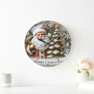 Santa's Feestelijke Cheer" - Klassieke Kerstmuur Grote Klok