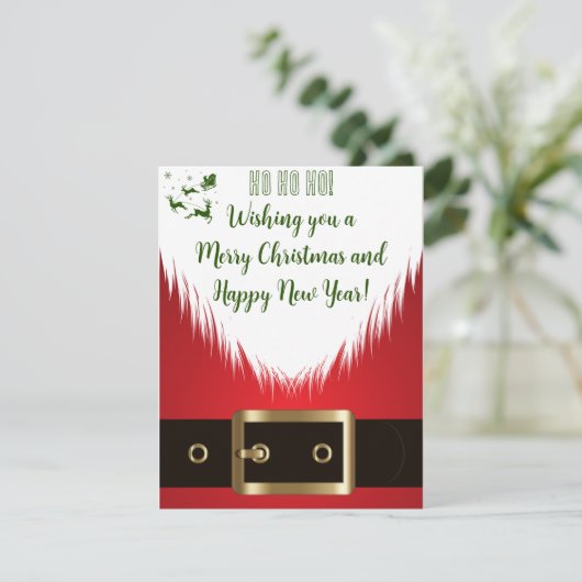 "Santa's Feestelijke Groeten" Kerst Kaart (Staand voorkant)