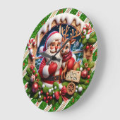 Santa's Feestelijke Ride" - Vrolijke Kerstmuur Grote Klok (Hoek)