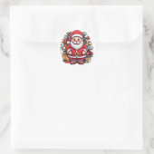 Santa's Feestelijke Ronde Sticker (Tas)