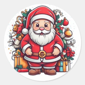 Santa's Feestelijke Ronde Sticker