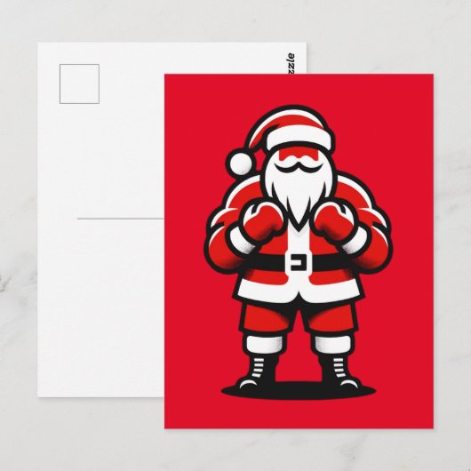 Santa's Feestelijke Vechtavond - Grappig Vakantie  Briefkaart (Voorkant / Achterkant)