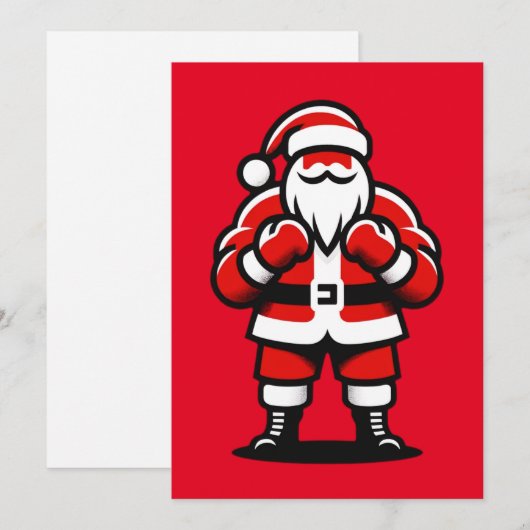 Santa's Feestelijke Vechtavond - Grappig Vakantie Feestdagenkaart (Voorkant / Achterkant)