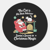 Santa's Feline Advisor Ronde Sticker (Voorkant)