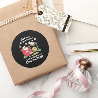 Santa's Feline Advisor Ronde Sticker