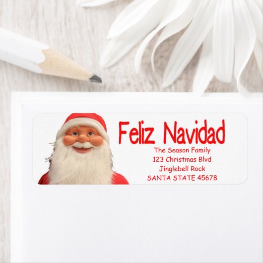 Santa's Feliz Navidad kerstlabel Etiket (Insitu)
