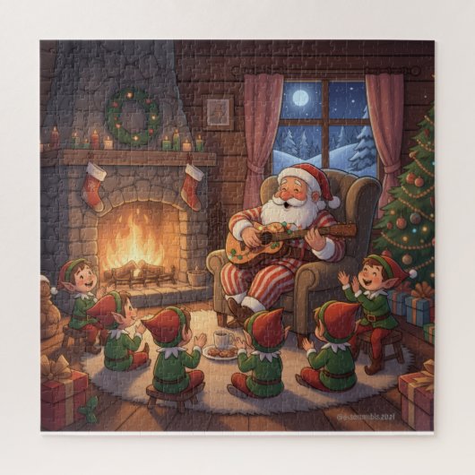 Santa's Fireside Serenade Christmas Legpuzzel (Verticaal)