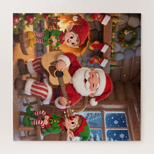 Santa's Fireside Serenade Christmas Legpuzzel (Horizontaal)