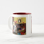 Santa's Five Cats Tweekleurige Koffiemok (Voorkant links)