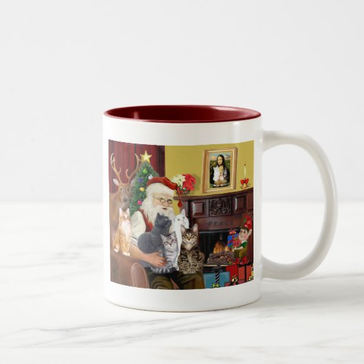 Santa's Five Cats Tweekleurige Koffiemok (Rechts)