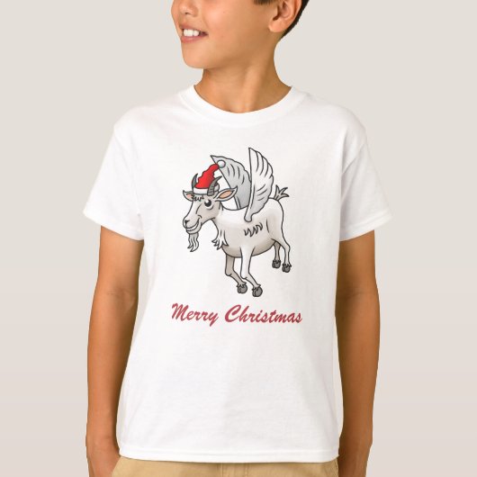 Santa's Flying Christmas Goat T-shirt (Voorkant)