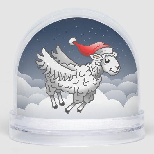 Santa's Flying Christmas Lamb Sneeuwbol (Voorkant)