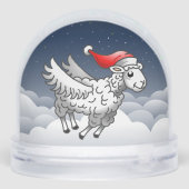 Santa's Flying Christmas Lamb Sneeuwbol (Achterkant)