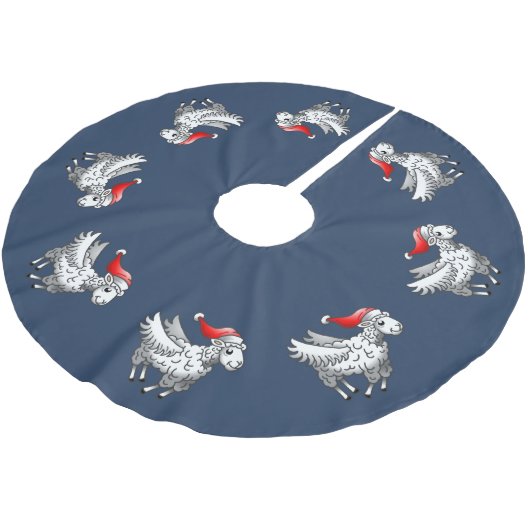 Santa's Flying Christmas Sheep Kerstboom Rok (Gekanteld)