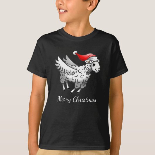 Santa's Flying Christmas Sheep T-shirt (Voorkant)